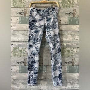 Fabletics Blue and White Floral Print Leggings
